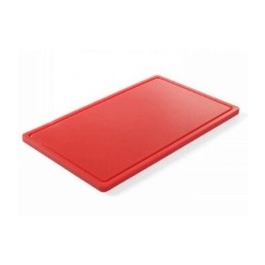 Tocator rosu, GN1/1 - 530x325X(H)15 mm, polietilena HDPE 500, Hendi, cu 2 fete taiere, potrivit si pentru uz profesional