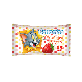 Cottonino Tom and Jerry Servetele umede pentru copii Strawberry, 15 buc