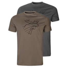 Tricou De Vanatoare Graphic T-Shirt 2-Pack Brown Granite/Phantom Harkila