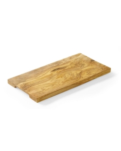 Tocator dreptunghiular cu manere canelate, Hendi, lemn de maslin, 350x180x(H)18 mm