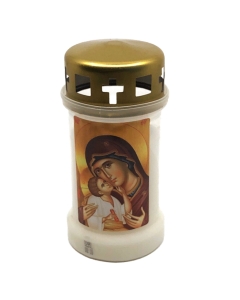 Candela din plastic alba cu capac Nr. 3, Maica Domnului, durata 70 ore, Light Candel Art
