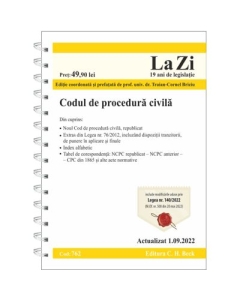 Codul de procedura civila. Actualizat la 1. 09. 2022