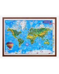Harta Lumii pentru copii proiectie 3D 1400x1000mm 3DGHLCP