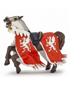 Figurina Papo calul regelui cu blazon dragon rosu