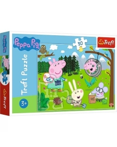 Puzzle 30 piese Peppa Pig in drumetie Trefl