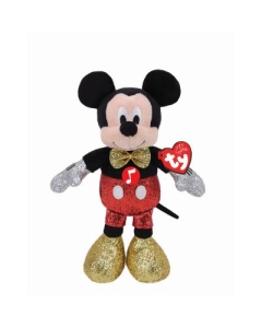 Jucarie plus Beanie Babies Disney Mickey cu sclipici si sunete Ty 25 cm