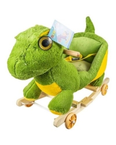Balansoar pentru bebelusi Dinozaur lemn  plus cu rotile