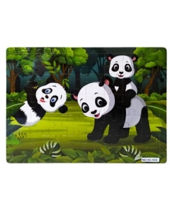 Puzzle lemn 40 piese Ursuleti panda