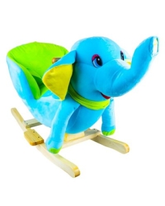 Elefant Balansoar pentru bebelusi lemn  plus albastru 60x34x45 cm