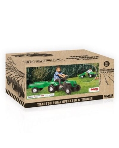 Tractor cu pedale si Remorca verde 52x144x45 cm