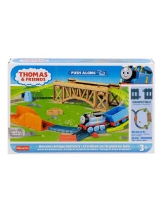 Set de joaca cu locomotiva Push along Thomas si accesorii