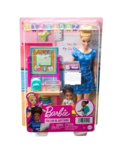 Set mobilier cu papusa blonda profesoara Barbie Cariere