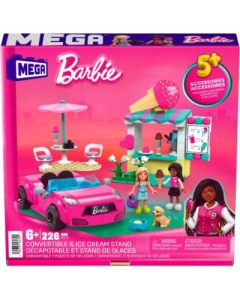 Set de joaca masina decapotabila si stand de inghetata Barbie Mega Bloks