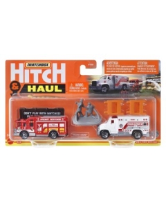Set 2 vehicule scara 1 64 Matchbox HitchampHaul Fire rescue Hazard Squad Ambulance