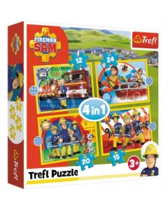 Puzzle 4-in-1 Ajutoarele pompierului Sam Trefl