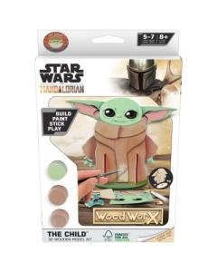 Macheta de asamblat Star Wars The Child cu 20 piese din lemn  vopsea pensula si adeziv inclus