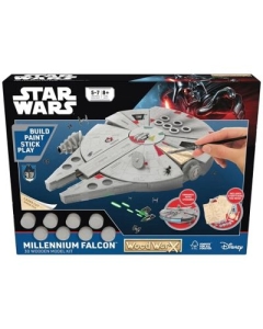 Macheta de asamblat Star Wars Millennium Falcon cu 80 piese din lemn  vopsea pensula si adeziv inclus