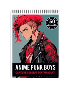Carte de colorat pentru adulti 50 de ilustratii Anime Punk Boys