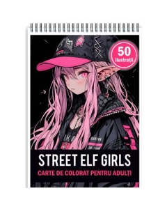 Carte de colorat pentru adulti 50 de ilustratii Anime Street Elves