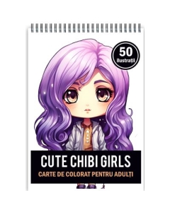 Carte de colorat pentru adulti 50 de ilustratii Cute Chibi Girls