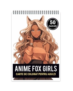 Carte de colorat pentru adulti 50 de ilustratii Anime Fox Girls