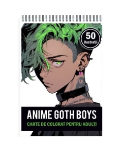 Carte de colorat pentru adulti 50 de ilustratii Anime Goth Boys