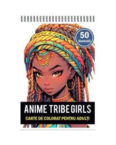 Carte de colorat pentru adulti 50 de ilustratii Anime Tribe Girls