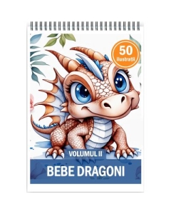 Carte de colorat pentru copii 50 de ilustratii Bebe dragoni Volumul 2