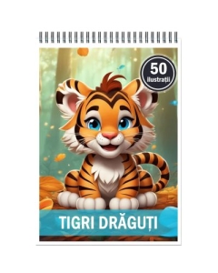 Carte de colorat 50 de ilustratii Tigri draguti