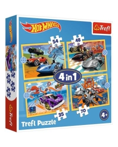 Puzzle 4-in-1 Hot Wheels. Vehicule Trefl