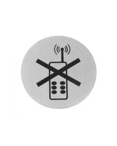 Semn Hendi pentru usa - Folosirea telefonului mobil interzisa - 75 mm, otel inoxidabil