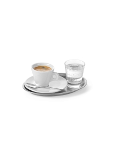 Tava servire cafea si aperitive, din inox, ovala, 28.5 x 22 cm, Hendi