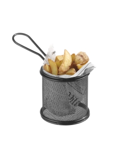 Cos servire tip mini-fry, pentru servire snacks , cartofi prajiti, inox, 90x90x(h)90 mm, Hendi