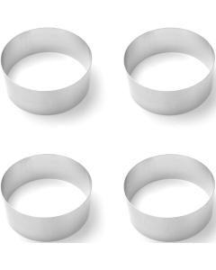 Set 4 forme rotunda pentru mousse, Hendi, Inox, dimensiuni 100, 200, 300, 400 mm