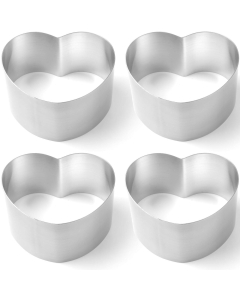 Set 4 forme inima pentru patiserie Hendi, Inox, dimensiuni 150, 250, 350, 450 mm