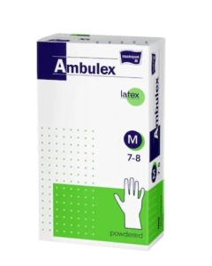 Ambulex Manusi de unica folosinta Latex pudrate Marimea M, 100 buc