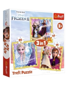 Puzzle 3in1 Frozen Ana si Elsa, Trefl