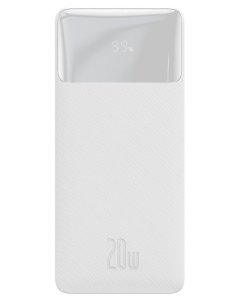 Baterie externa Baseus Bipow Digital Display, 20.000 mAh, 20W, 2x USB-A, 1x USB-C PD, cablu USB-A la microUSB inclus Alb