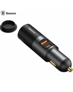 Incarcator auto Baseus Share Together, 1xUSB, 1xUSB-C, cu port de expansiune pentru bricheta, 120W, Quick Charge, Negru