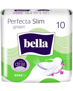 Bella Absorbante Perfecta Slim Silky Drai Green, 10 bucati