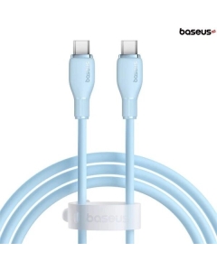Cablu Baseus Pudding Series, 100W, USB-C la USB-C, Fast Charging, 1.2 metri, albastru