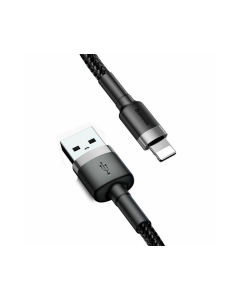 Cablu Baseus Cafule, Lightning - USB, 1 metru, 2.4A Gri + Negru