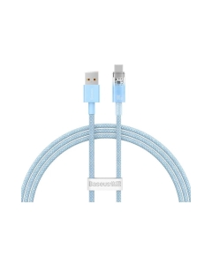 Cablu Baseus Explorer, USB la USB-C, 100W, 6A, Quick Charge, 1m Albastru deschis