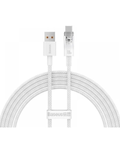 Cablu Baseus Explorer, USB la USB-C, 100W, 6A, Quick Charge, 2m Alb