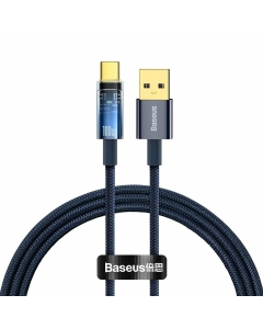 Cablu Baseus Explorer, USB la USB-C, 100W, Fast Charging, 1m Albastru