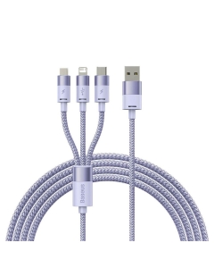 Cablu de date Baseus StarSpeed 3-in-1, Fast Charging, USB-C, Lightning, Micro USB, 3.5A, 1.2 metri Albastru deschis