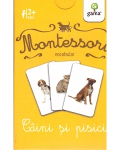 Carti de joc Montessori. Vocabular. Caini si pisici