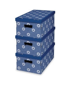 Set 3 cutii depozitare 290x520x200mm, fabricate din carton, diverse decoruri