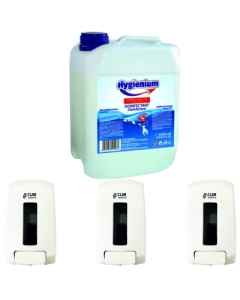 Hygienium Gel antibacterian/dezinfectant pentru maini 5 L x1buc + Clar Systems Dispenser/Dozator pentru sapun si dezinfectant lichid, plastic alb ABS, 1100 ml x3bucpe grupdzc.ro✅. Descopera gama copleta de produse la oferte speciale✅!