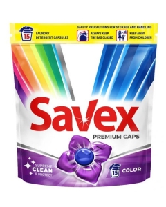 Detergent Capsule Savex Super Caps Color, 15 Capsule